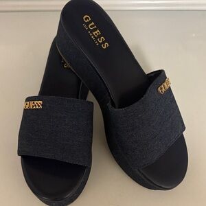Guess Women's Denim Mules with Gold Accents 7
